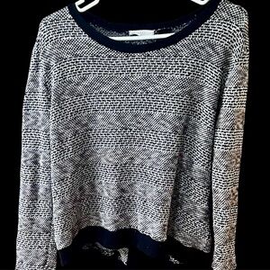Lush White and Black Open Back Sweater
